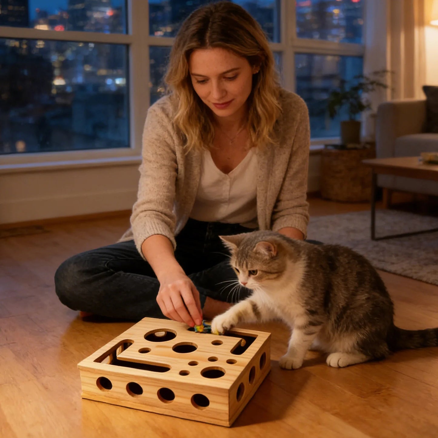 ClawNest™ Wooden Cat Nail Scratcher Toy
